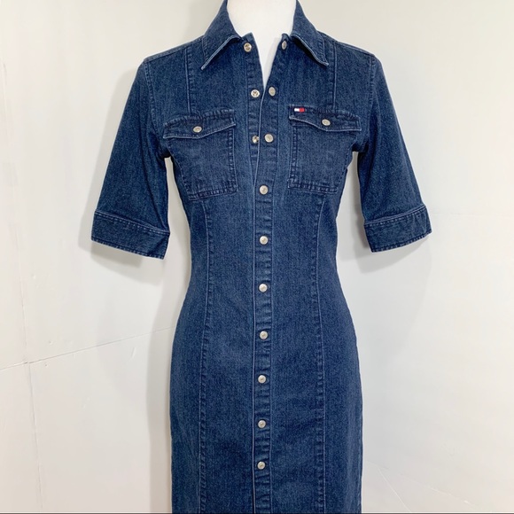SOLD-Tommy Hilfiger Snap Front Denim Dress - Picture 4 of 8